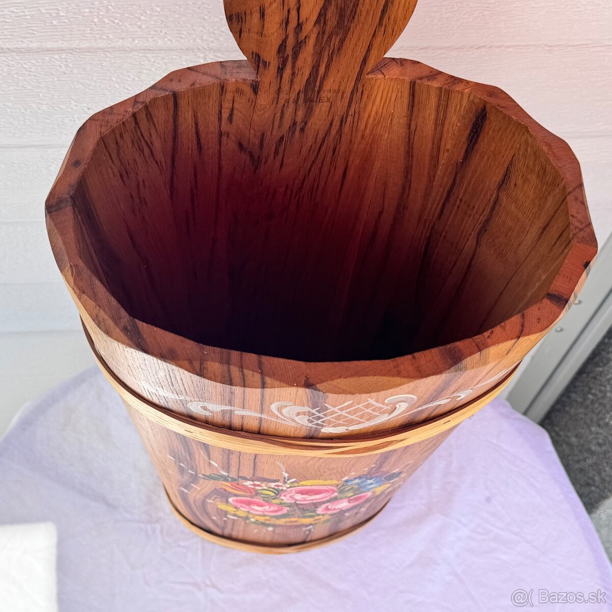 Dřevěná ručně malovaná nádoba selská štoudev - 4