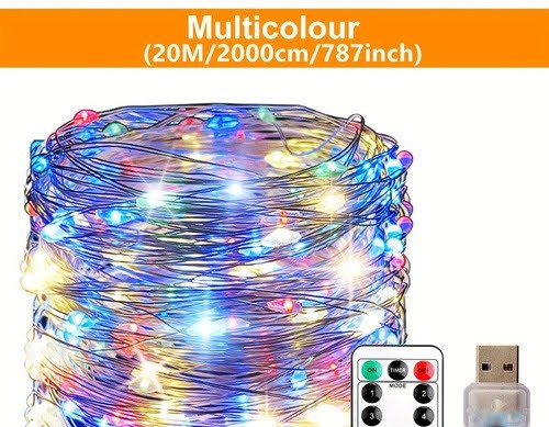 Vianocne Led osvetlenie 20 m-200 led na usb - 4