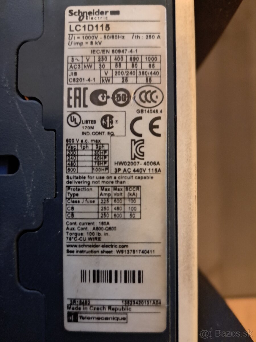 Predám stykac SCHNEIDER Stykač LC1D115 - 4
