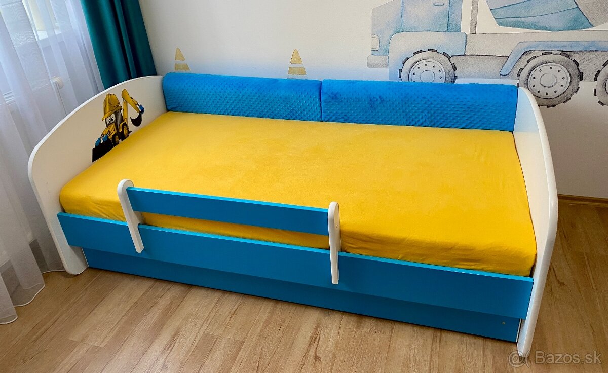 Detská posteľ so zásuvkou 180x90cm BÁGER - modrá - 4