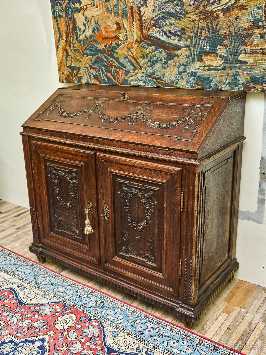 Klasicistický dubový sekretár s komodou z obdobia okolo roku - 4