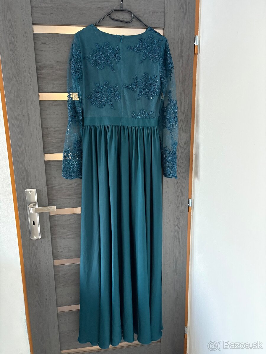Zelenomodré spoločenské šaty M - 4