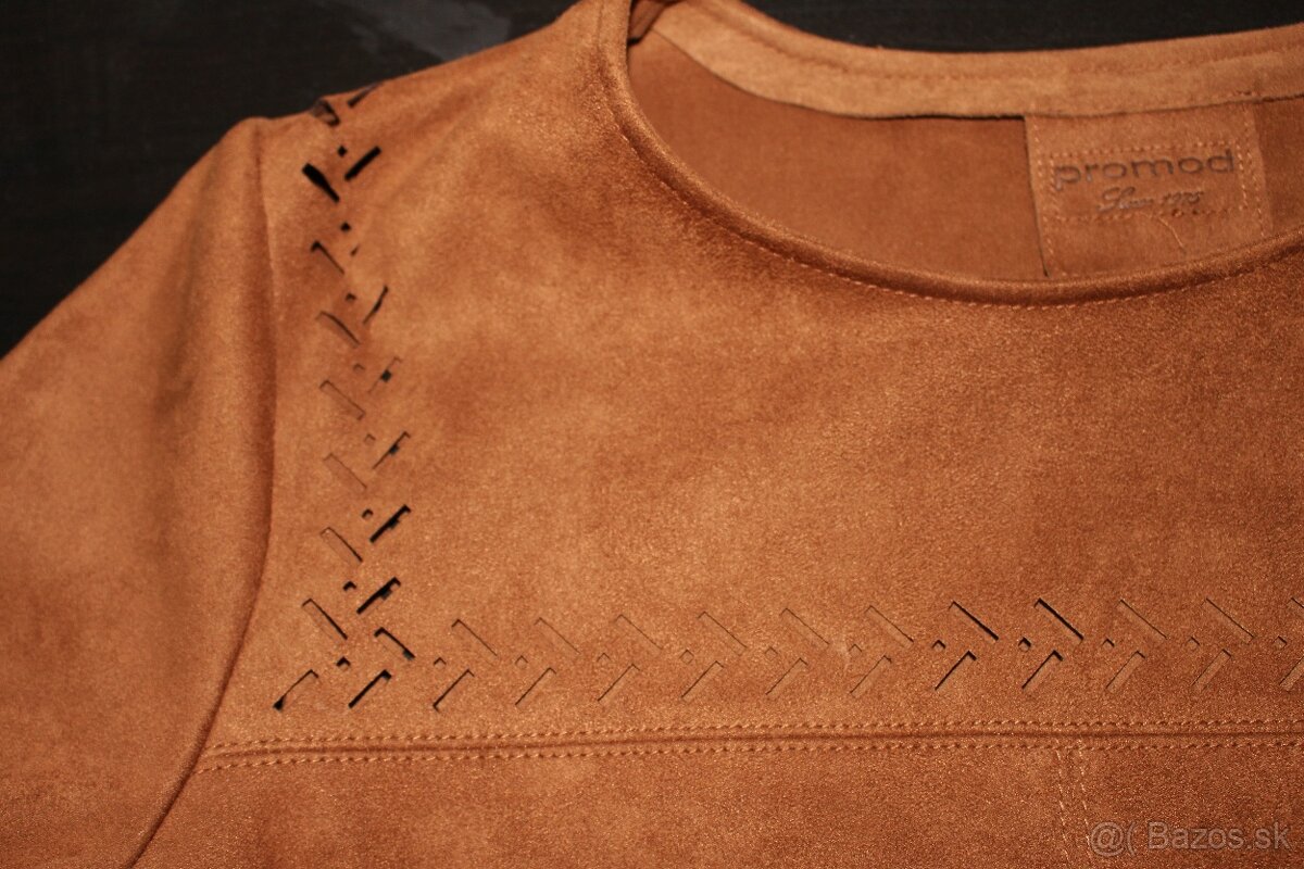 Hnedé semišové šaty značky Promod - 4