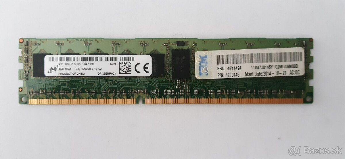 #12 - Pamäť RAM Micron 4GB DDR3-1333 PC3-10600R - 4