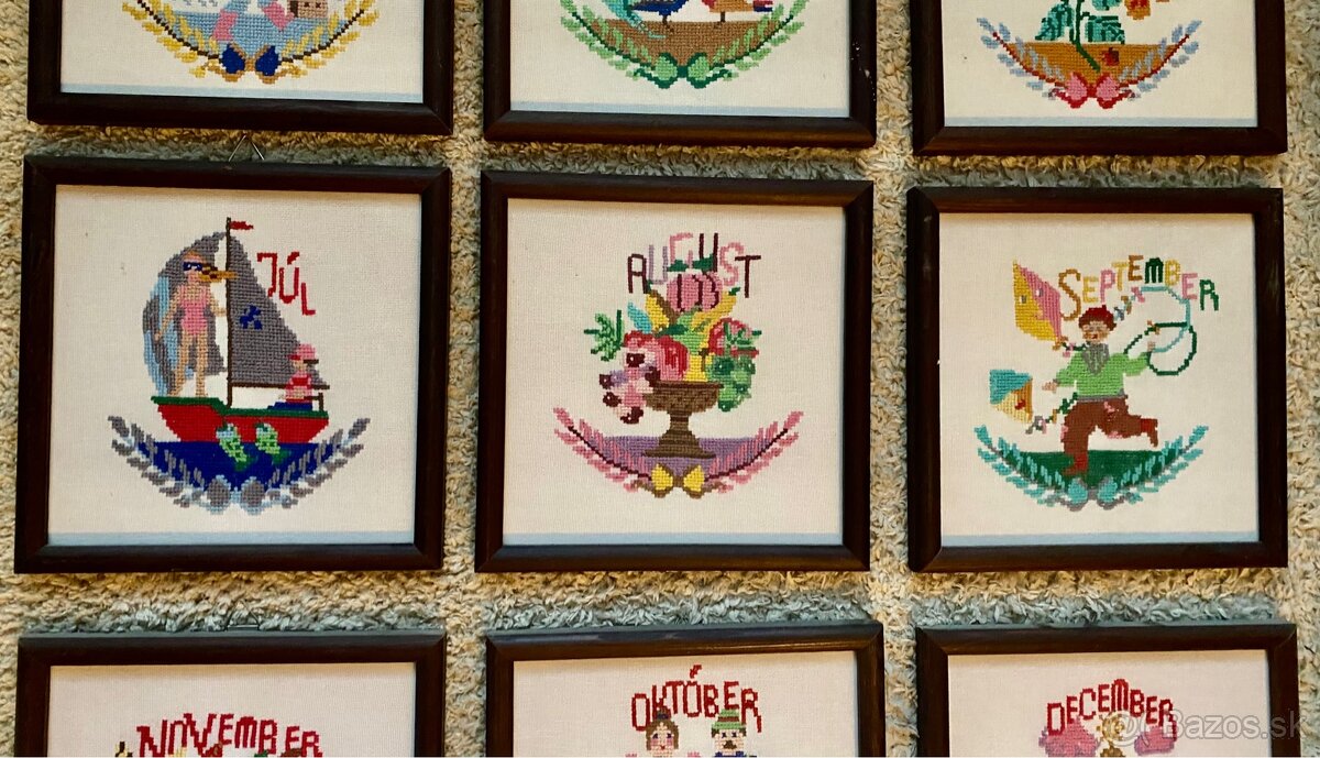 Seria vysivanych obrazov - mesiace - 4