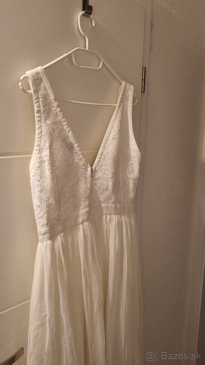 Svadobne dlhé šaty s čipkou - 4