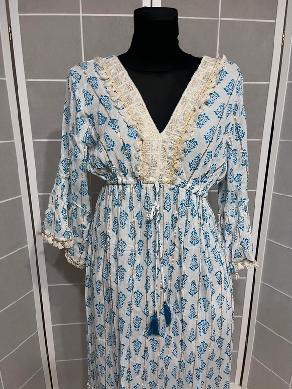 Dlhé modro biele šaty - 4