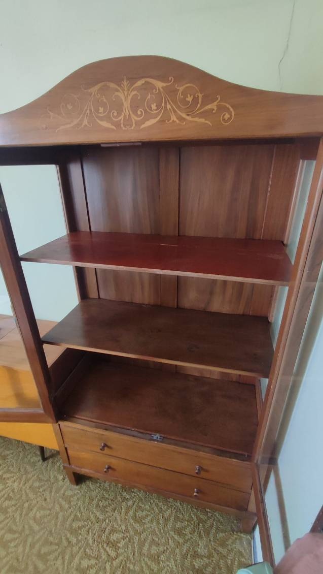 Starožitná vitrína (20.–30. roky, pôvodné sklo, masív - 4