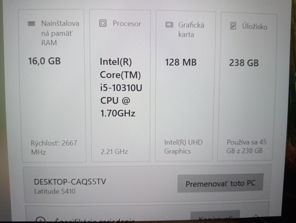predám Dell Latitude 5410 , Intel core i5 ,ssd ,16gb ram - 4