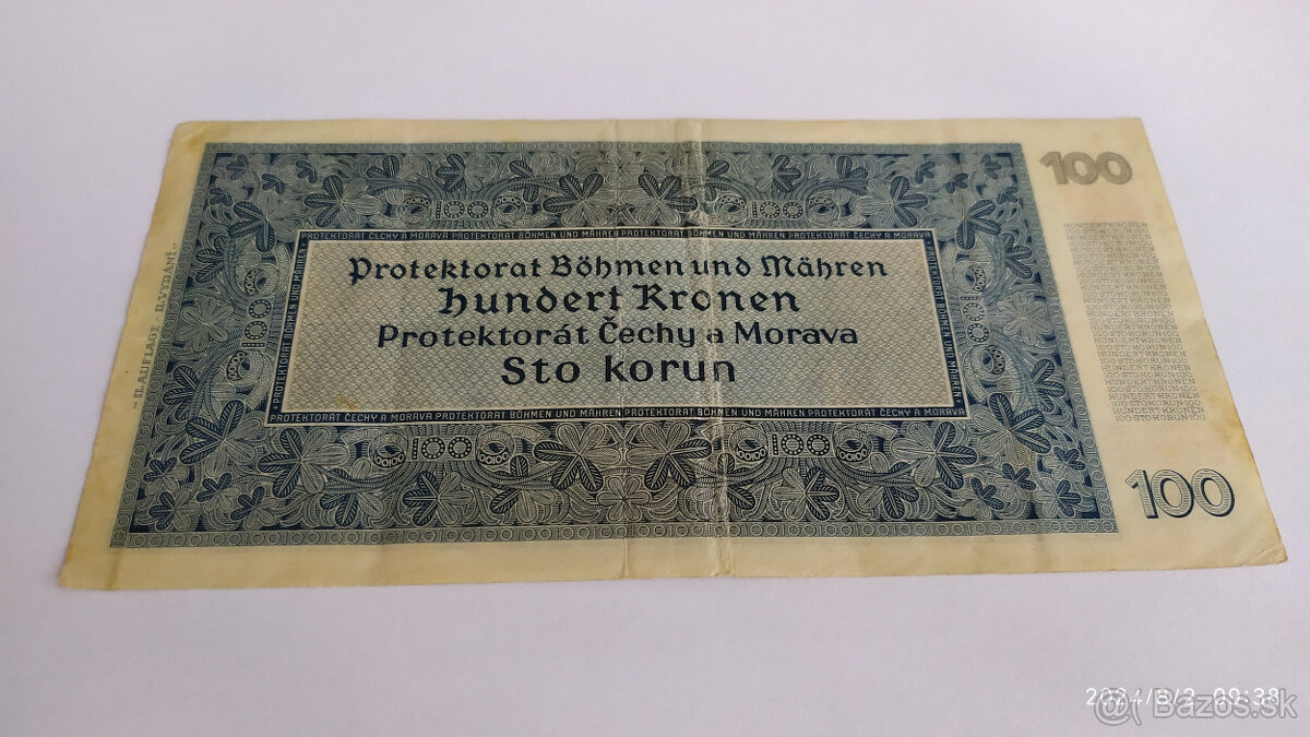 100 koruna Protektorát - neperforovaná - 4