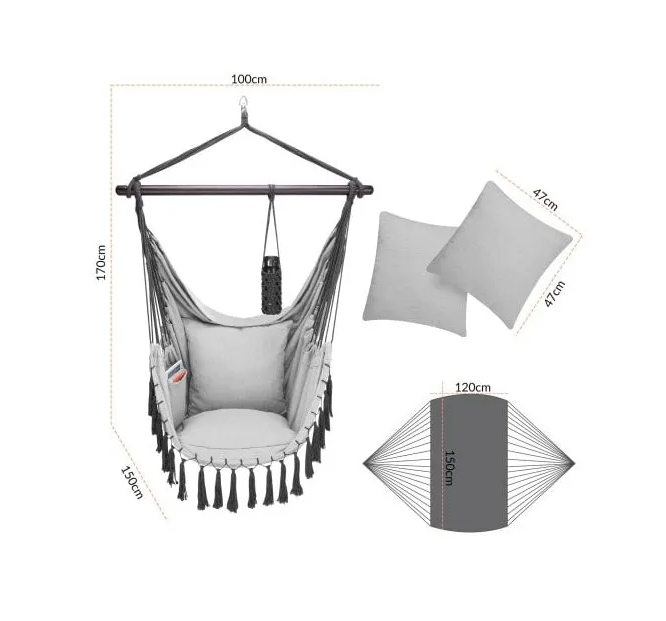 Závesné kreslo držiak vankúš taška 150kg - 3 farby - 4