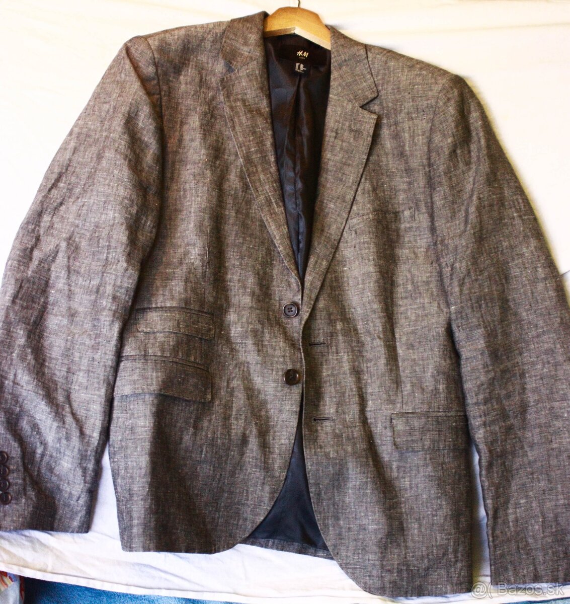 Sivé ľanové sako H&M - 4