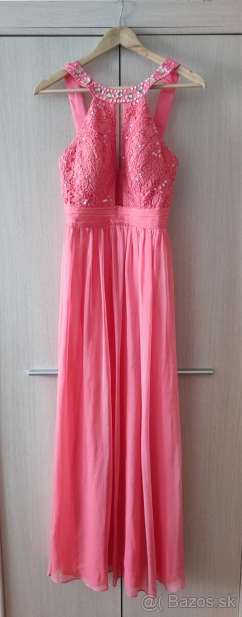 Ružové spoločenské šaty S - 4