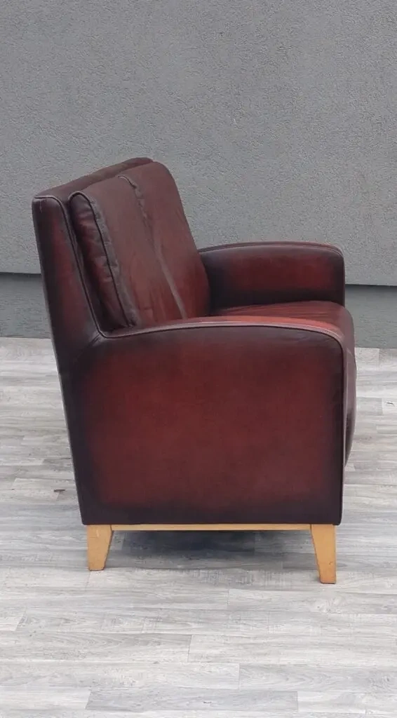 Dvojsedačka kožená bordová. - 4