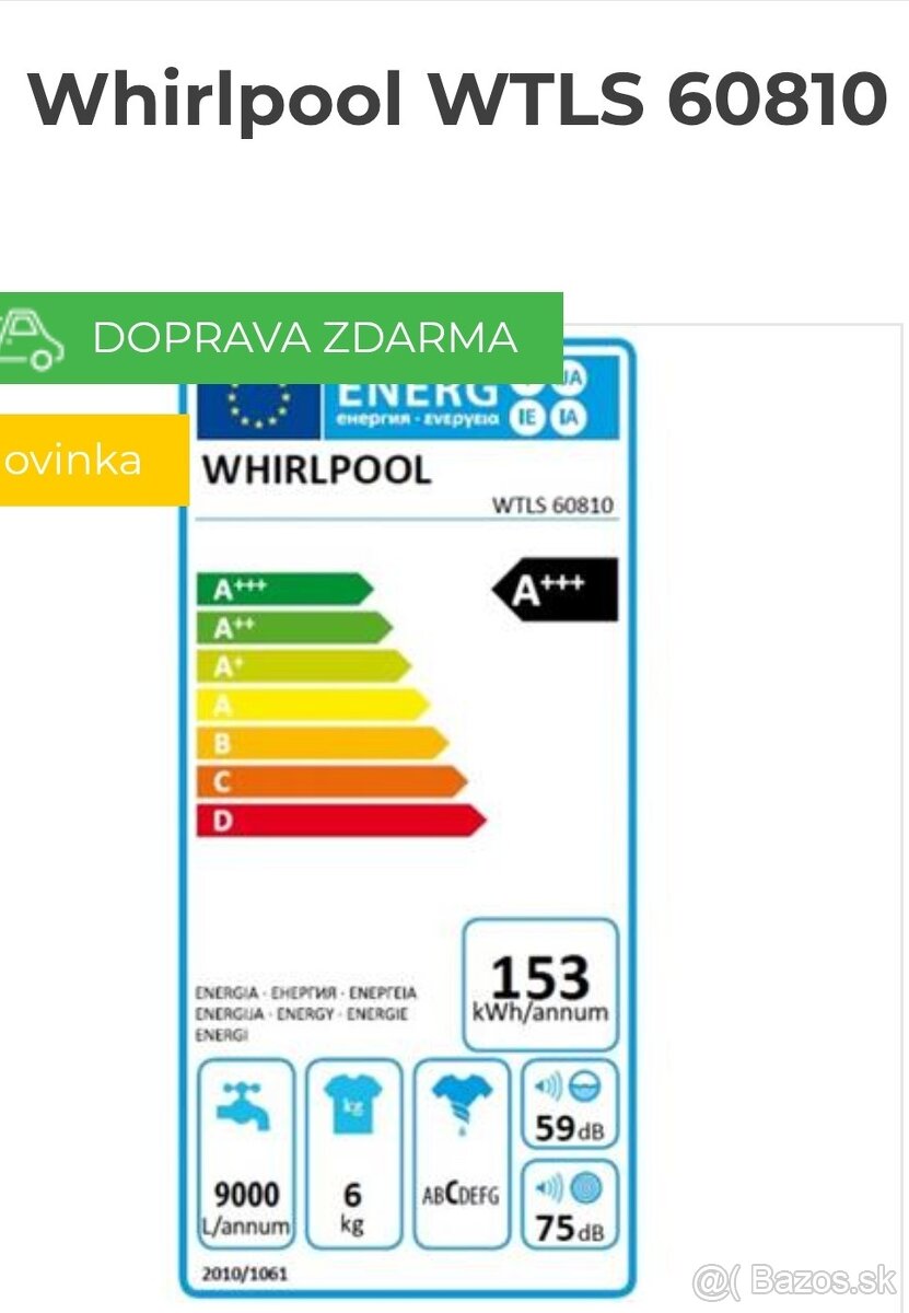 Predám práčku Whirlpool WTLS 60810 Aquastop - 4