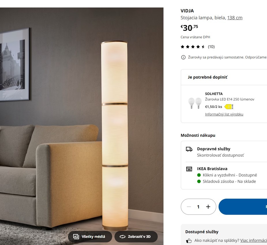 Ikea VIDJA Stojacia lampa - 4