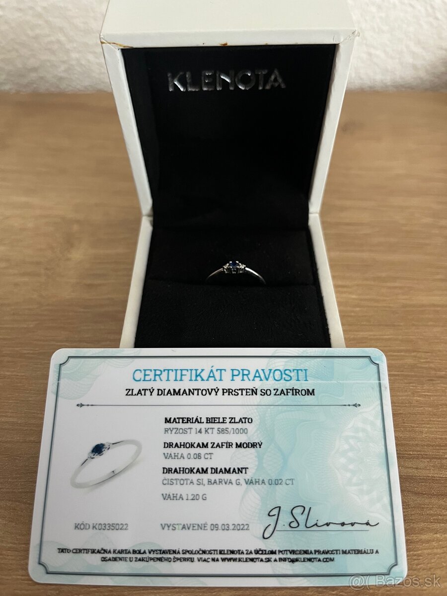 Prsten velkost 54 zafir a diamant - 4