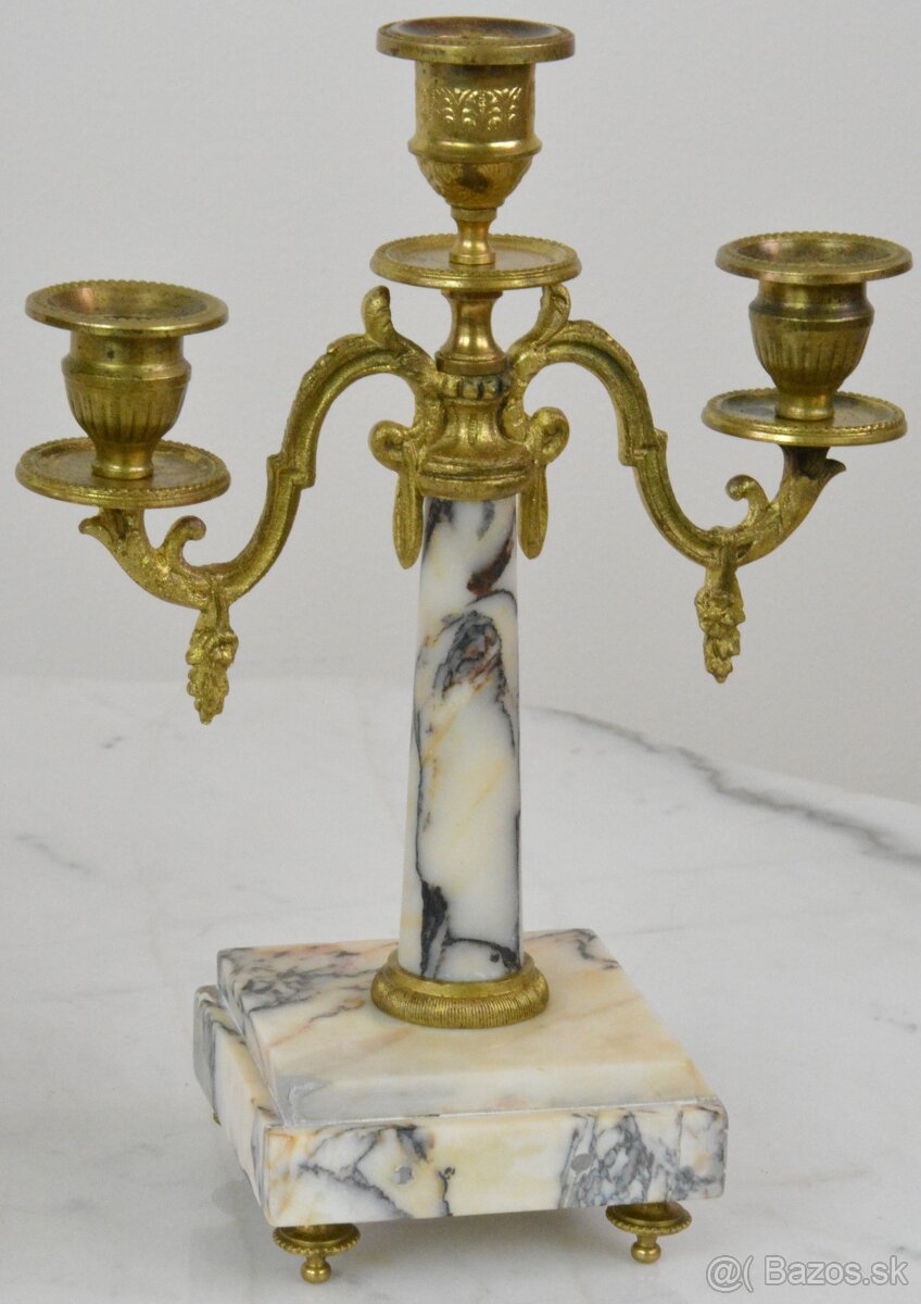 Starožitné sloupové hodiny France se svícny 1870 - 4