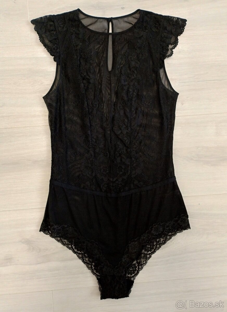 Dámske čierne čipkované body (H&M) - 4