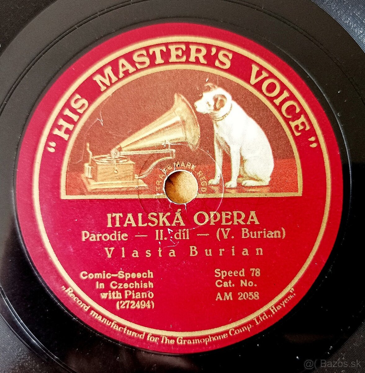 Vlasta Burian - stará šelaková gramodeska z roku 1929 - 4