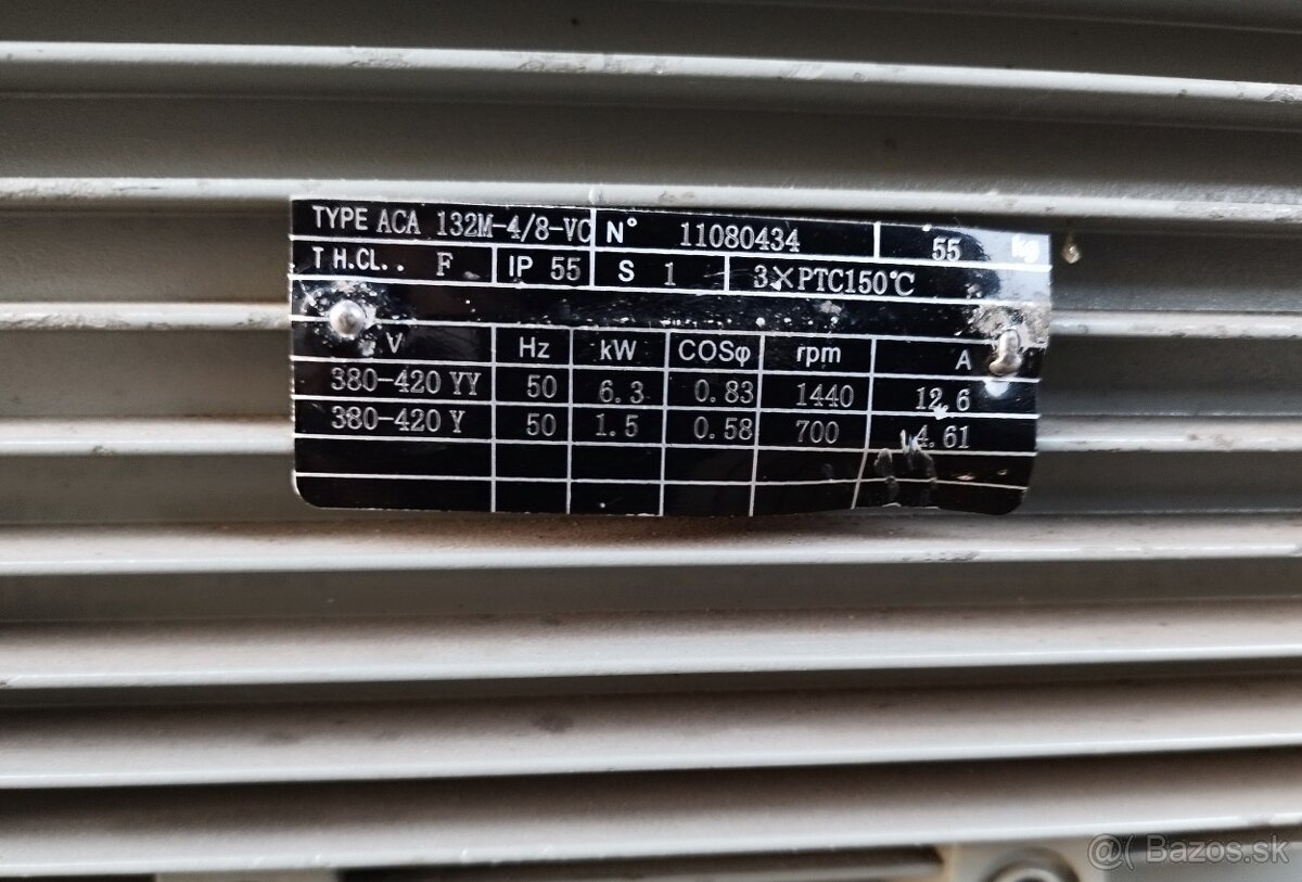 Predám dvojrýchlostný elektromotor 1,5/6,3 kw - 4