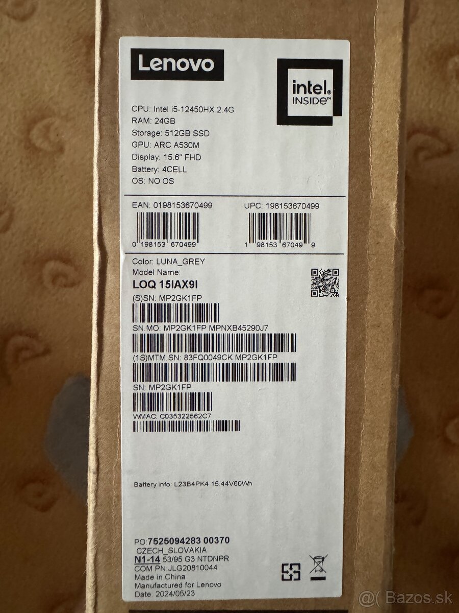 Lenovo LOQ 15IAX9I Luna Grey - nový 3 roky záruka - 4