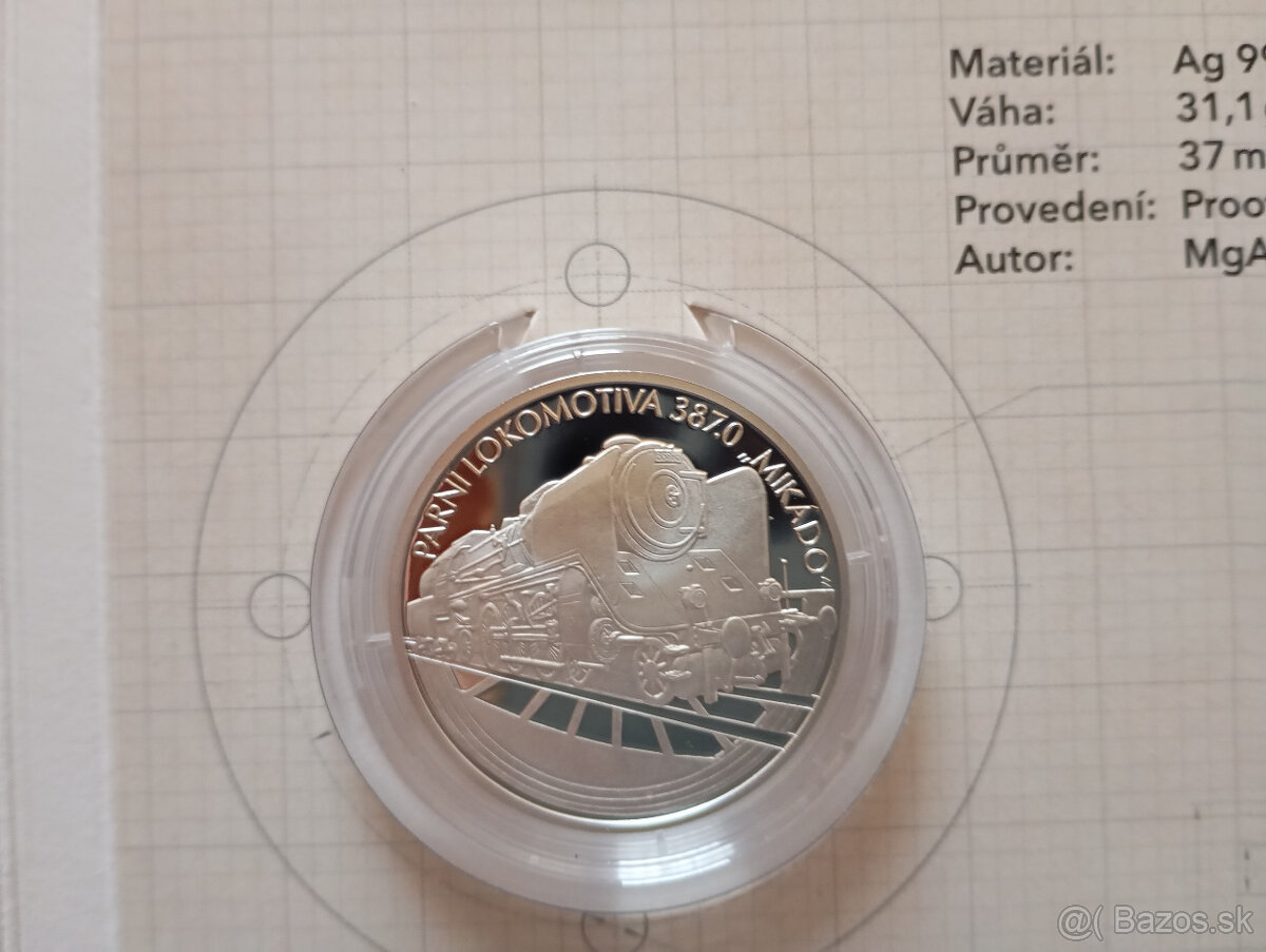 Strieborná minca Na kolesách - Parná lokomotíva 387.0 Mikádo - 4