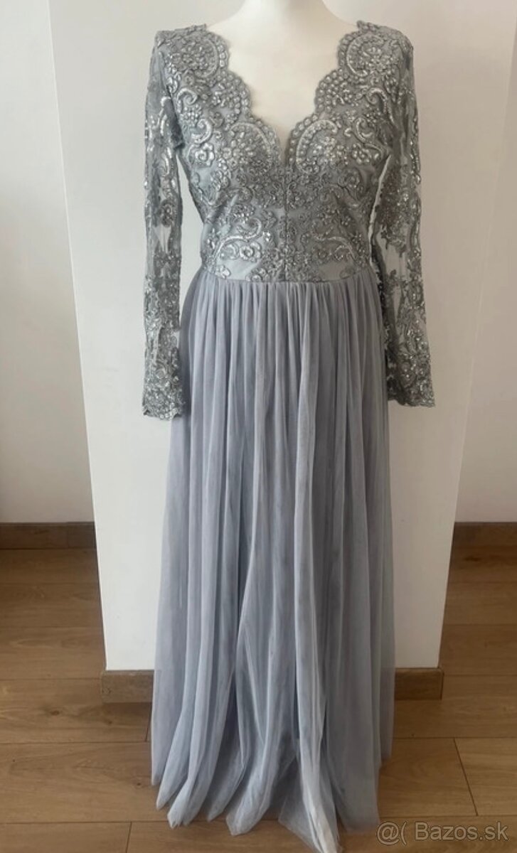 Strieborné spoločenské šaty XS M XL - 4