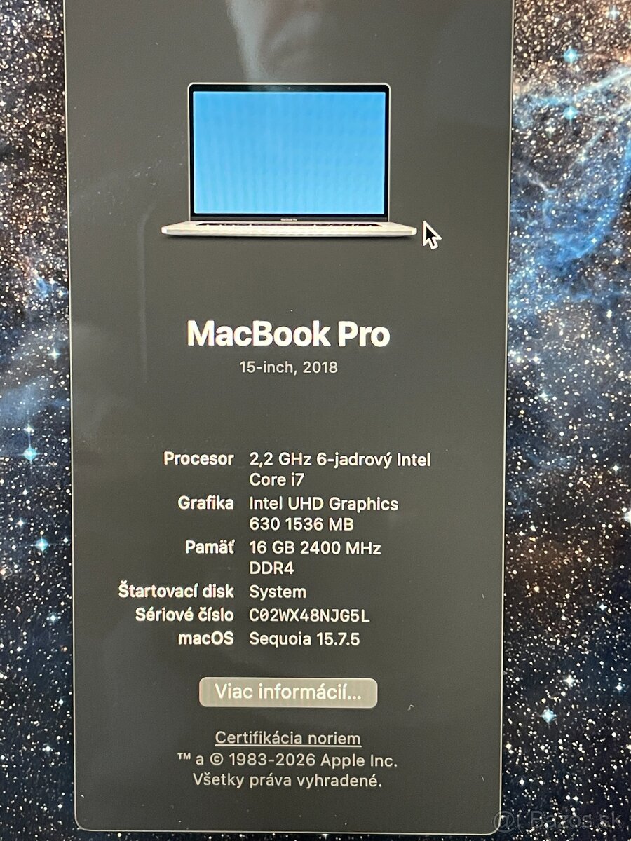 MacBook Pro 2018 15", 16GB RAM, 256GB SSD - 4