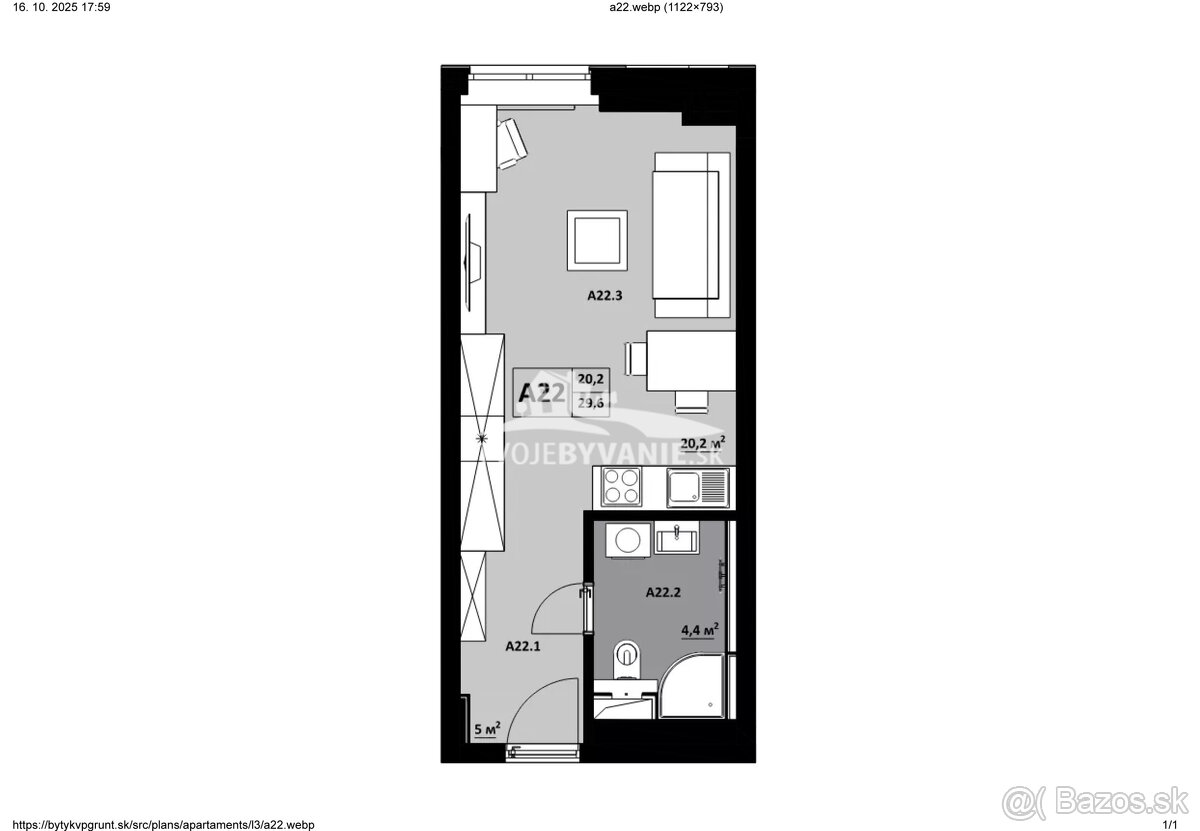 1 izbový apartmán KVP Grunt č. 22 - 4