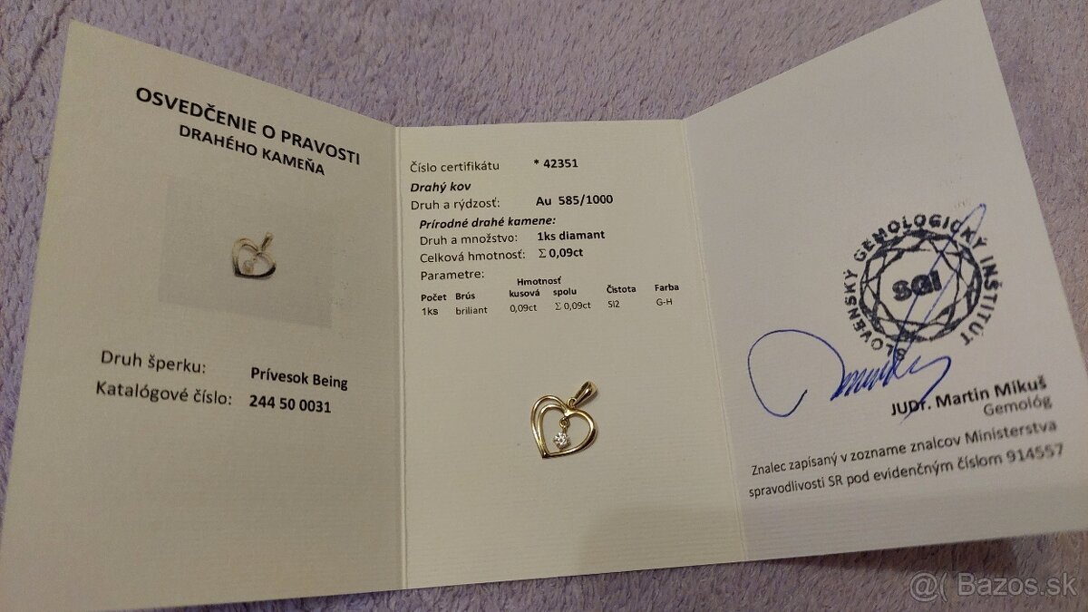 Zlatý prívesok s brúseným diamantom - 4