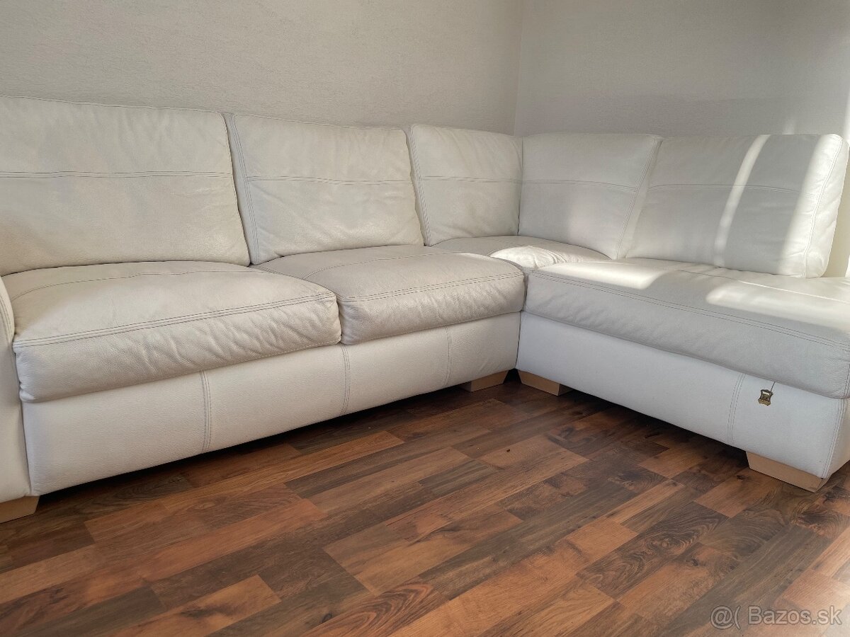 Gauč kožený biely pravá koža - 4