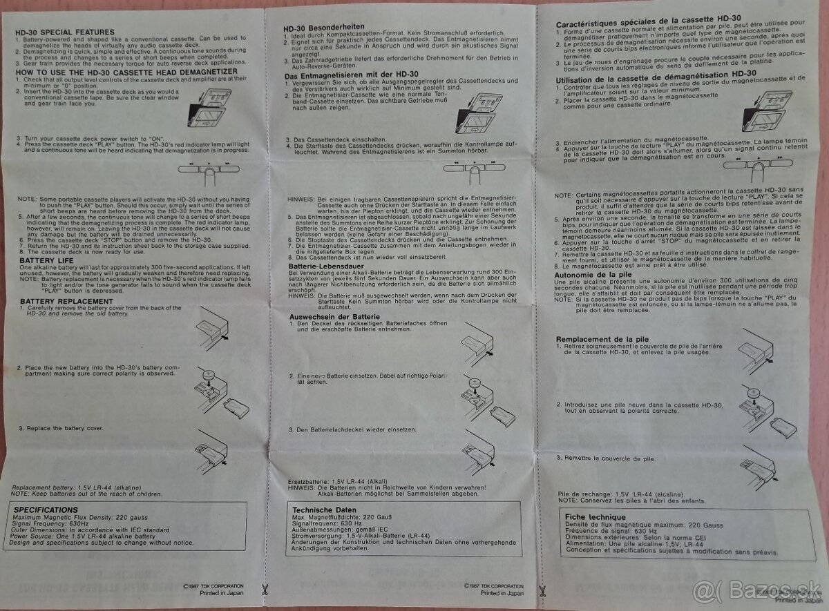 Predám demagnetizačnú kazetu TDK HD30 - 4