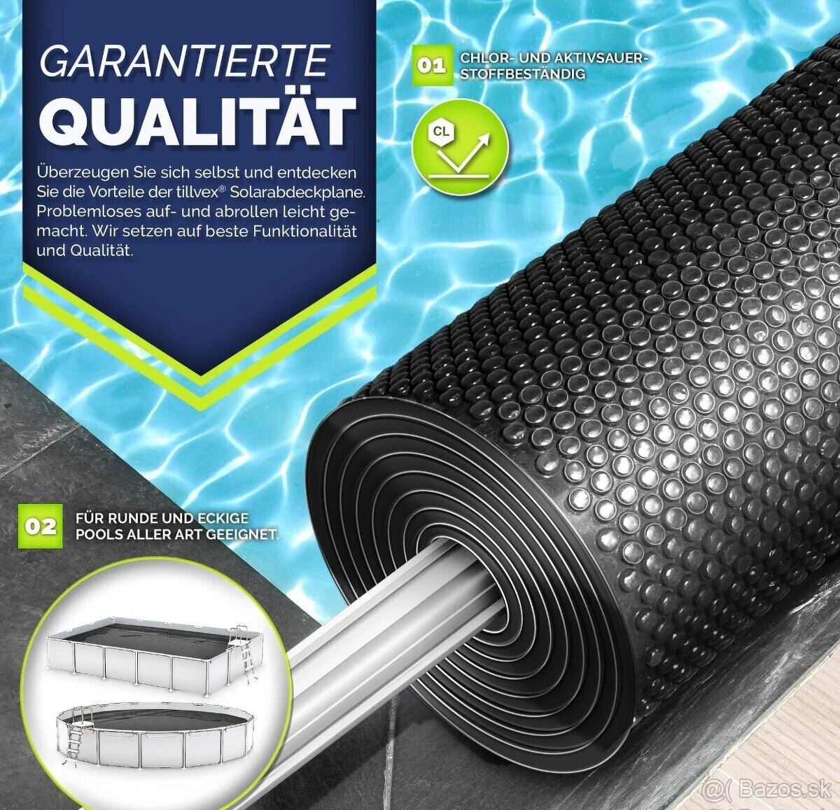 tillvex® Solárna plachta Premium 549 cm – okrúhla, nova - 4