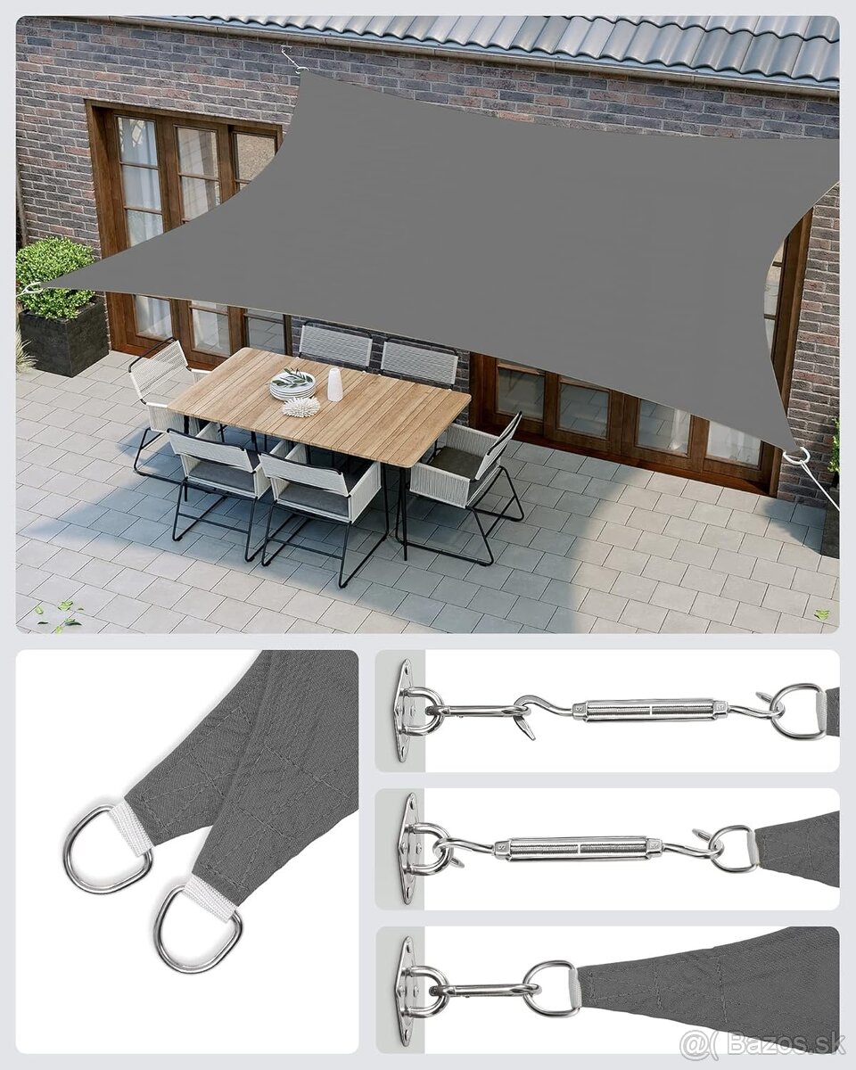SONGMICS tieniaca plachta–sivá, vodoodolná, nová - 4