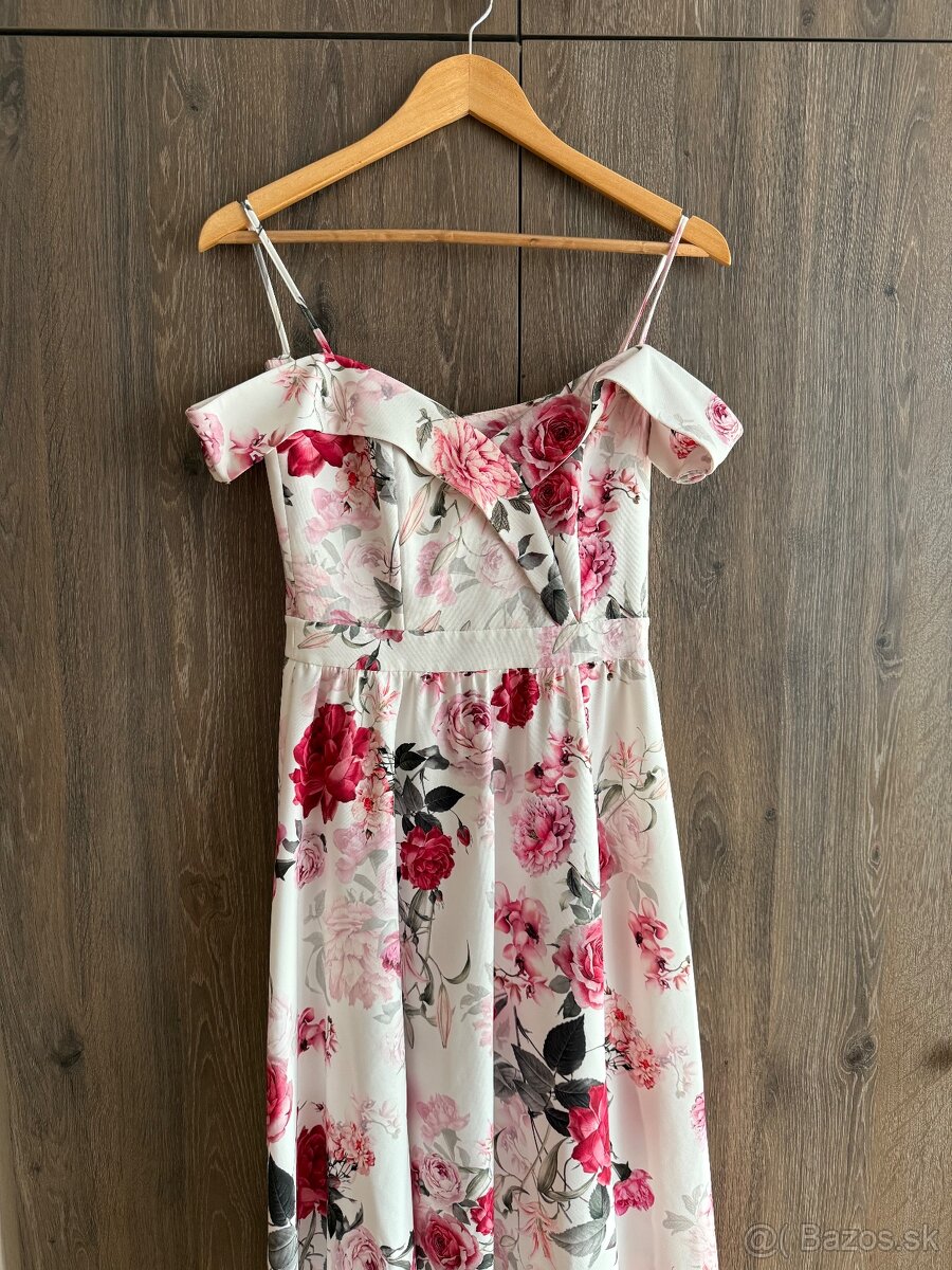 dámske kvetované spoločenské šaty veľ.36 - 4