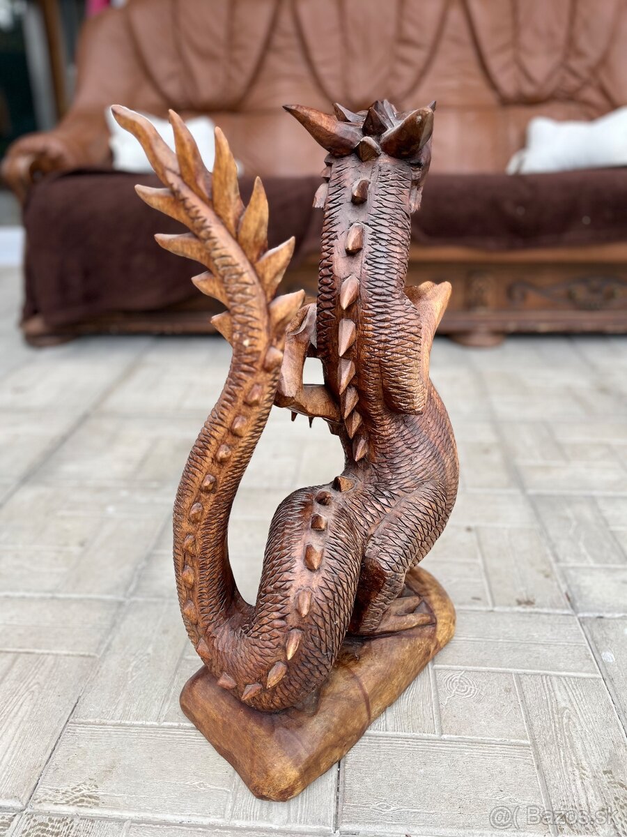 Vyrezávaný drevený drak 60cm - 4