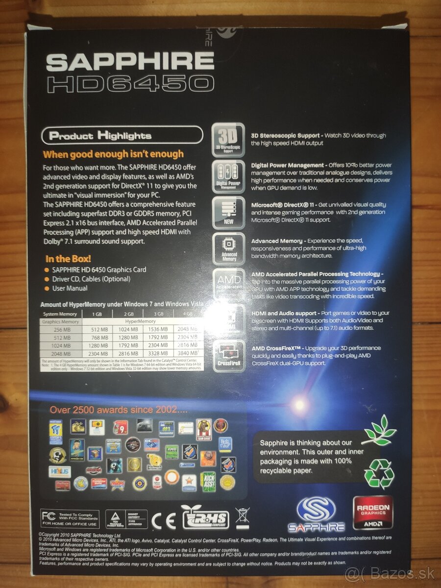 Predám nefunkčné GPU SAPPHIRE Radeon HD6450 - 4