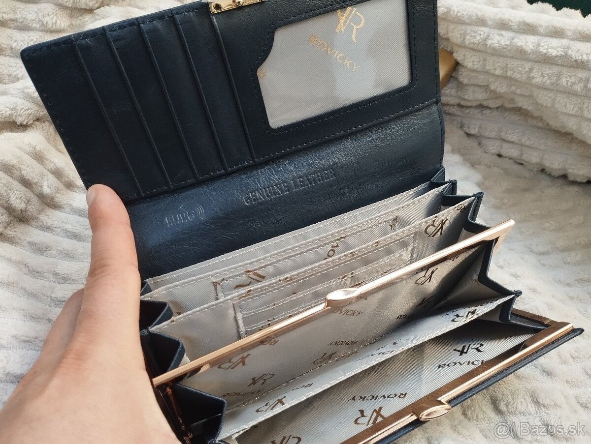 Modrá kožená peňaženka - 4