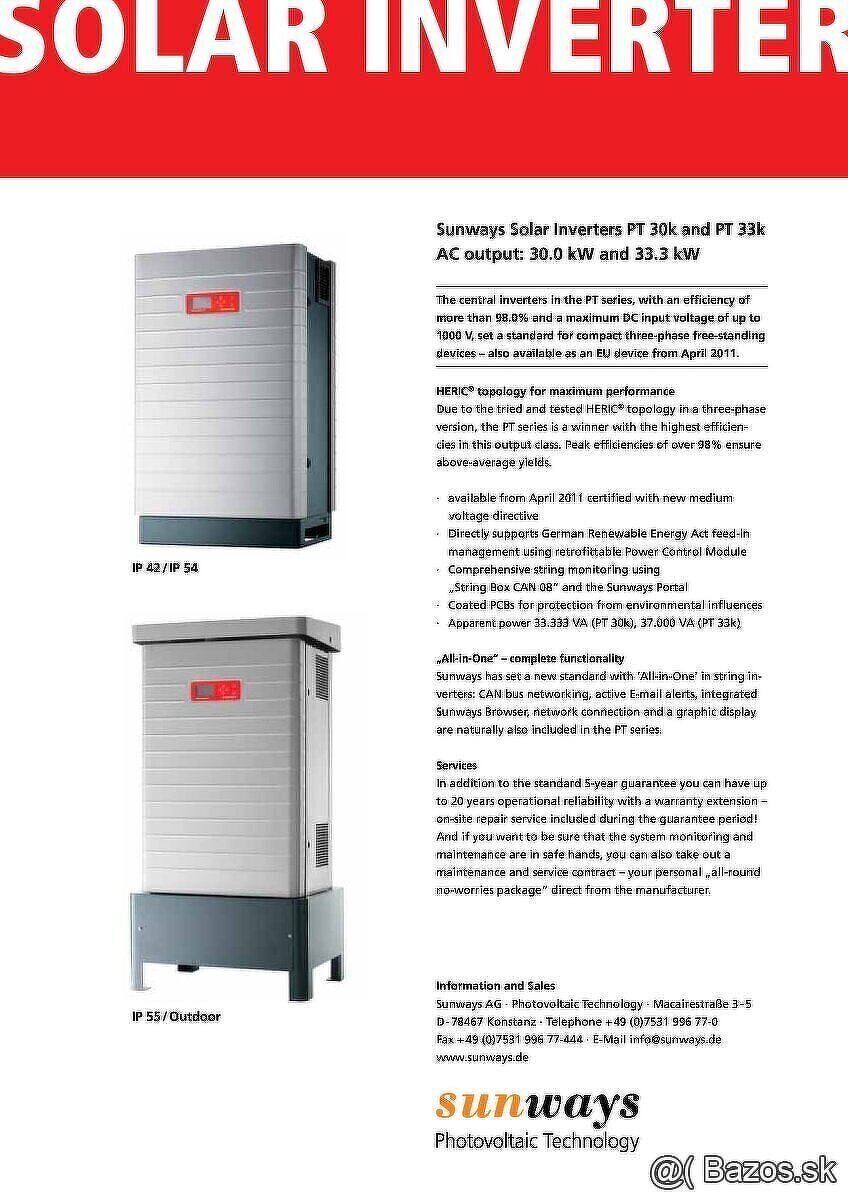 Trojfázový solárny menič SUNWAYS PT 30000 – 30 kW - 4