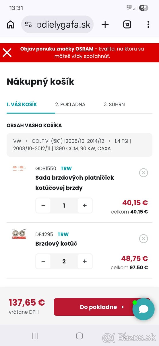 sada brzdovích kotúčov a platničiek - 4