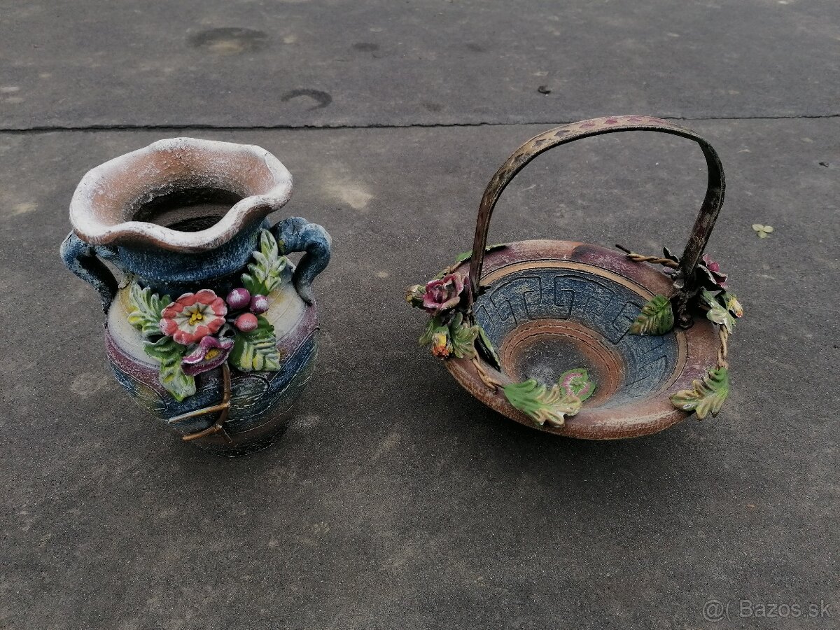 Predám keramická váza a košík - 4