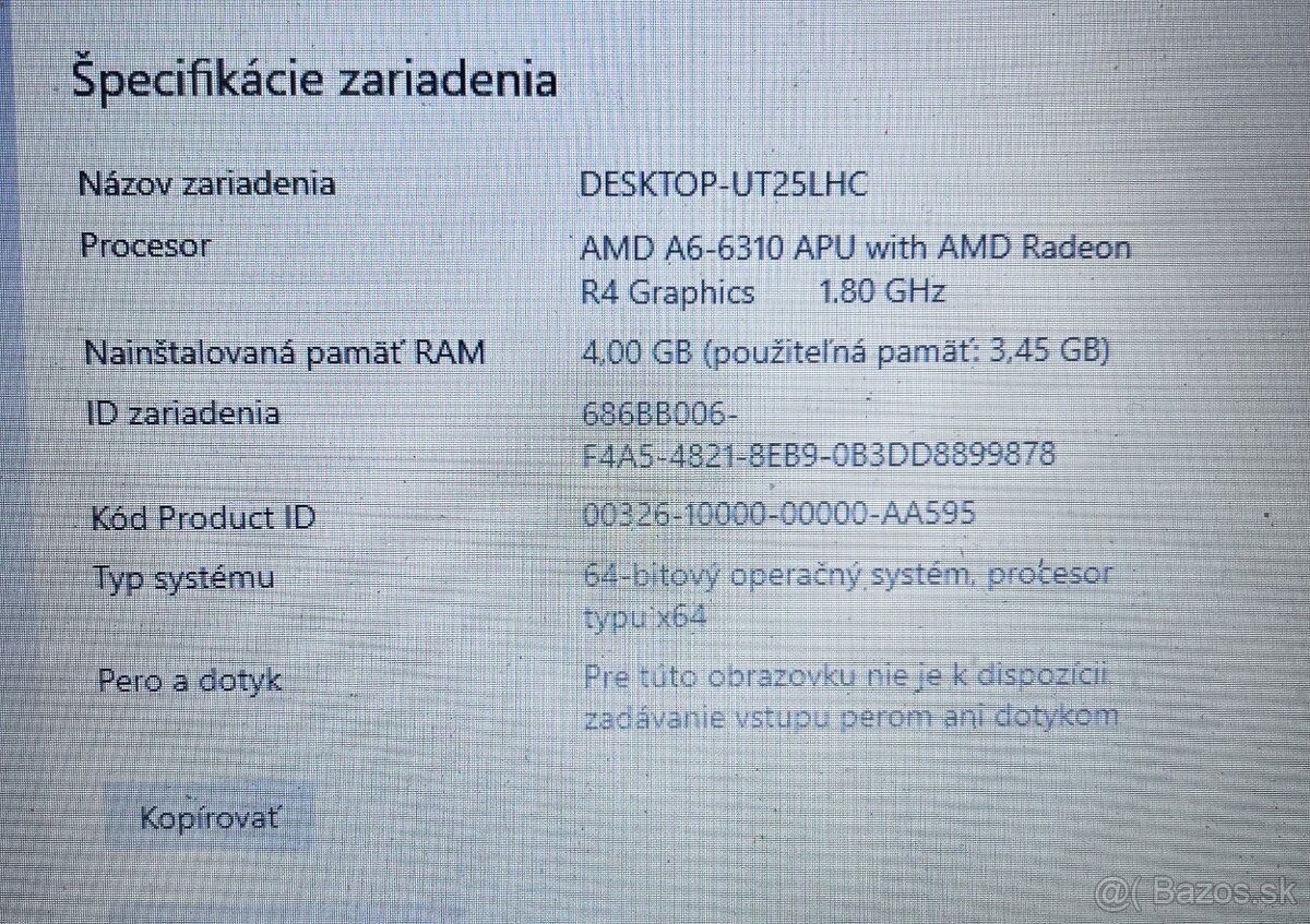 HP notebook, AMD A6 - 4 jadro, 4GB RAM, 500GB HDD - 4