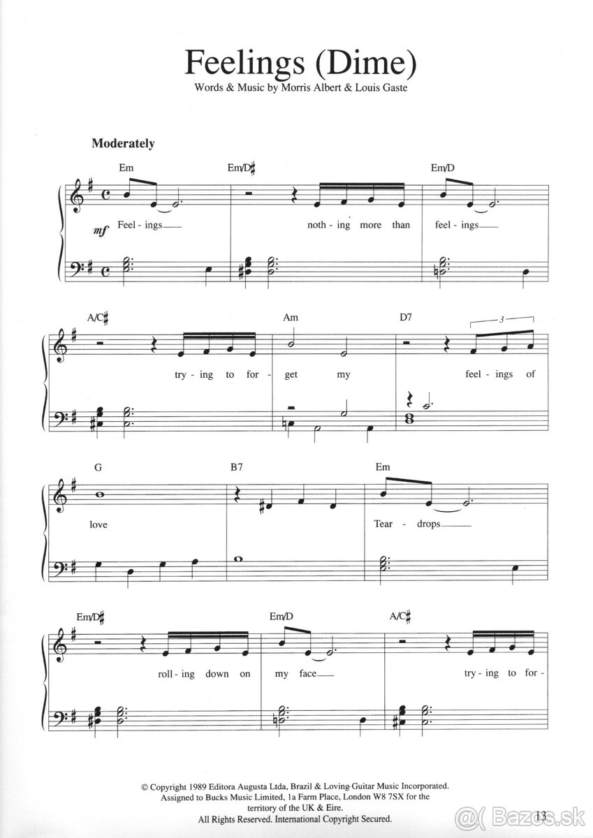 Balady - klavírne noty pre úroveň približne Zuš - 4