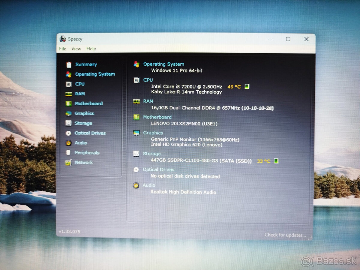 notebook Lenovo L580 - Core i5-7200u, 16GB, 480GB SSD, W11 - 4