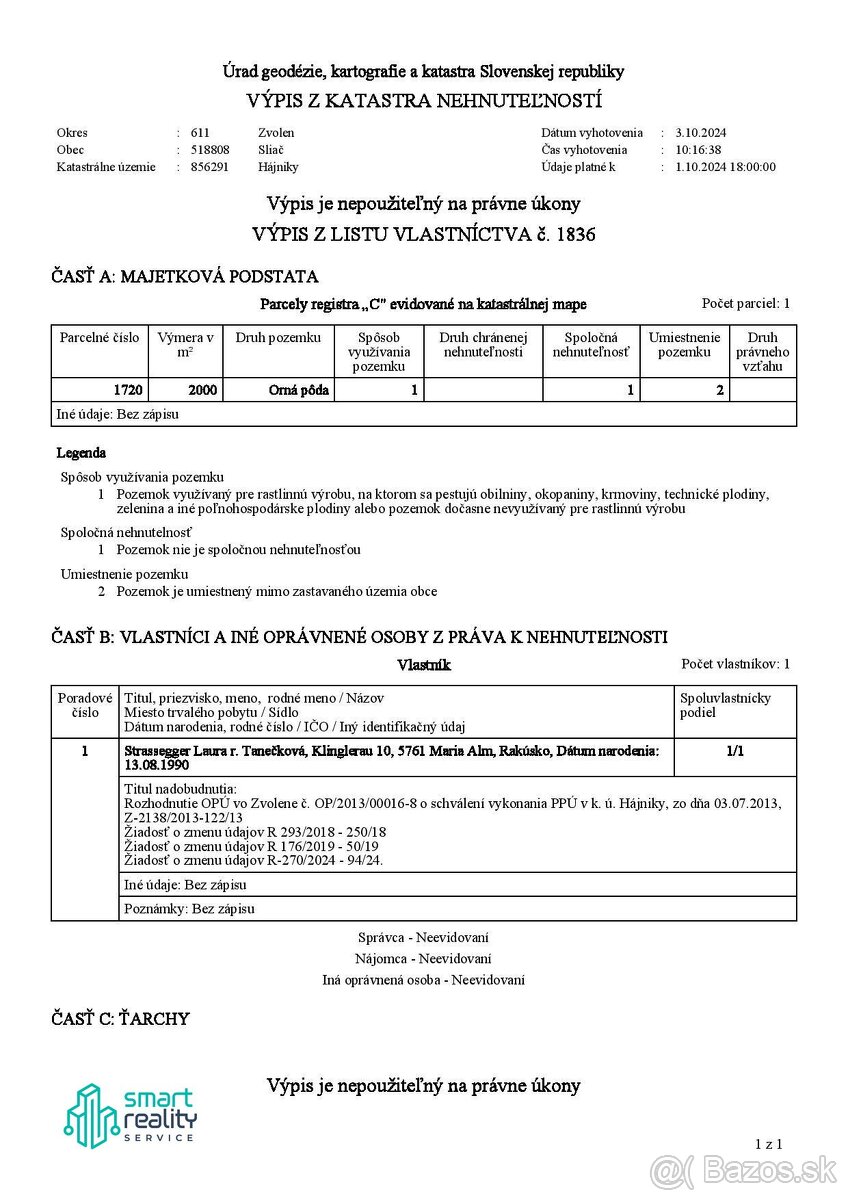 Na predaj, Pozemok v Sliači, smer na Sielnicu, 2000 m2 - 4