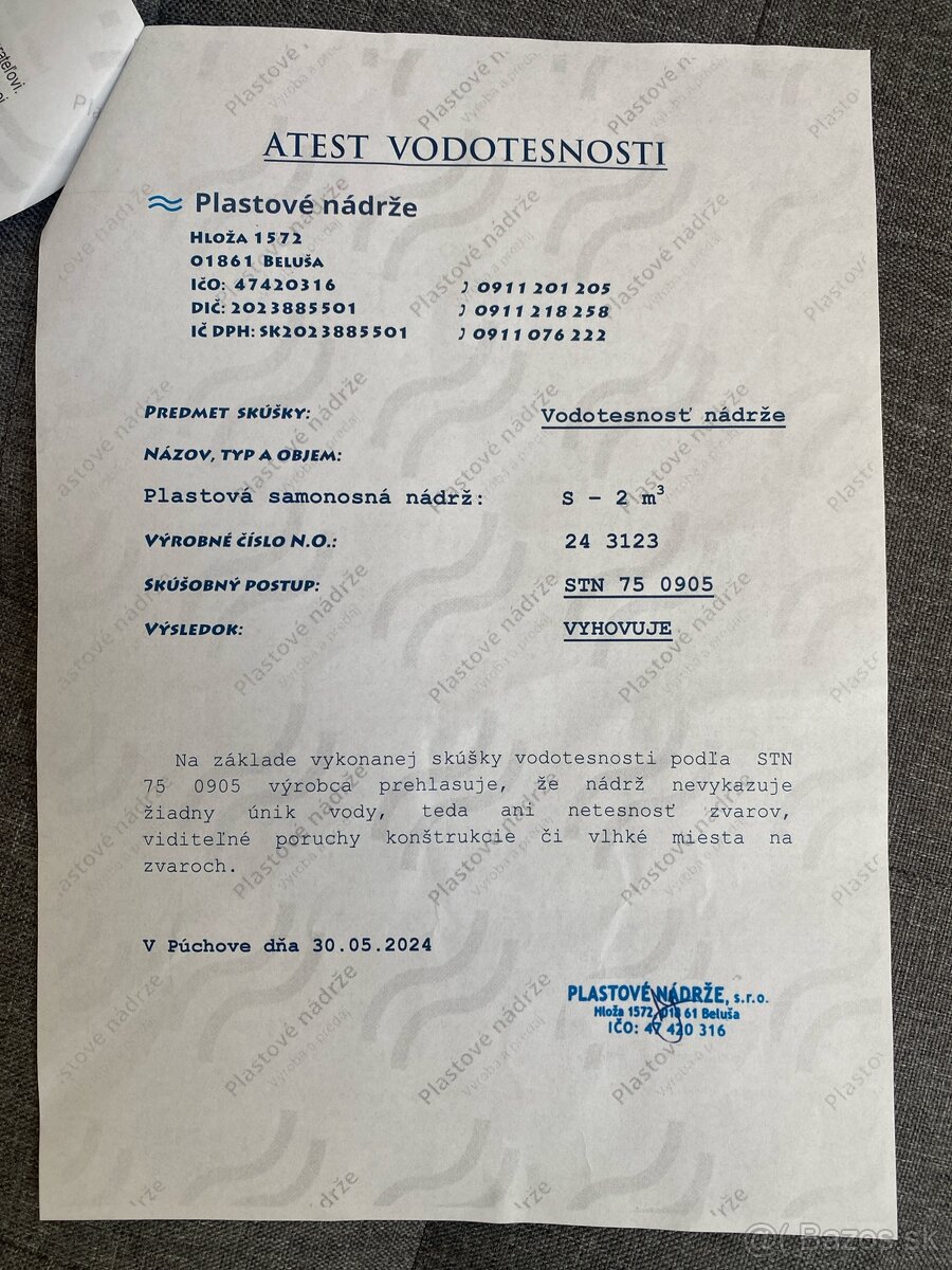 Predam úplne novú nepouživanú samonosnu plastovu nádrž S-2m3 - 4