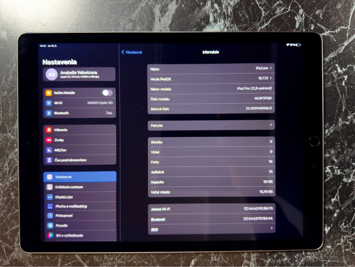 Predám Apple iPad Pro 12,9”, 32 GB, Wi-Fi - 4