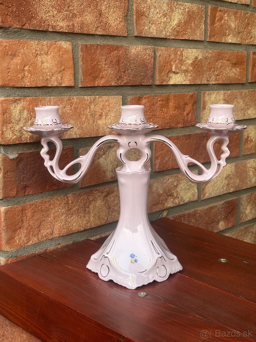 Ruzovy porcelan Chodov svietnik - 4