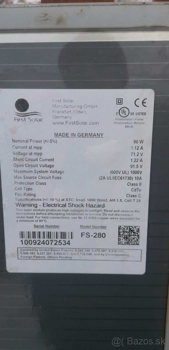 🌞 Solárne panely FS-280 (80 W)– plne funkčný, výhodná cena - 4